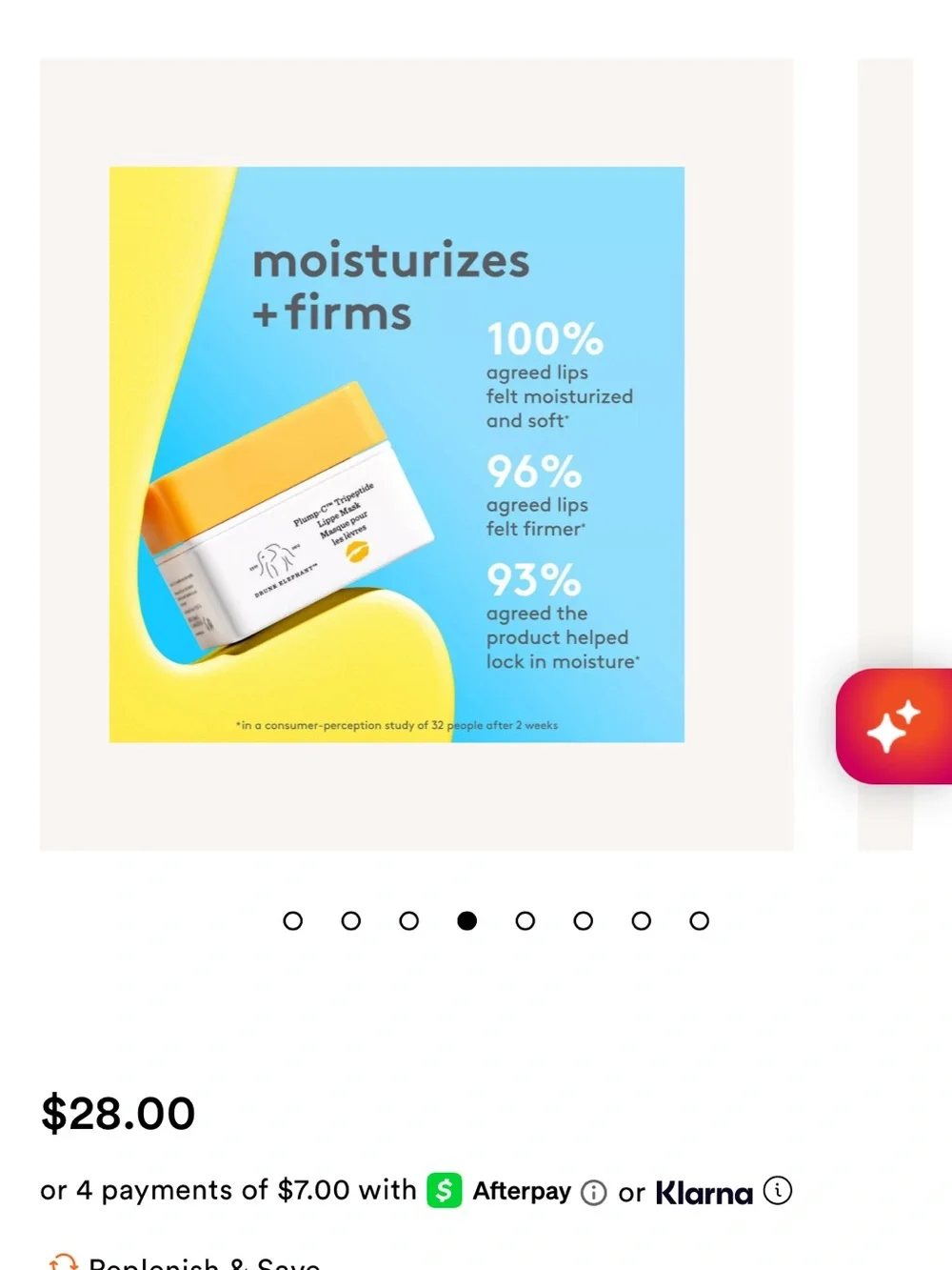 Drunk Elephant Plump-C™ Tripeptide Lippe Mask, NEW in box